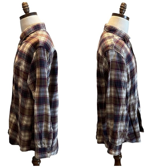 David Taylor Plaid Cotton Flannel Purple Size XL Tall Soft button up shirt - Picture 3 of 11